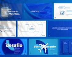 the blue and white presentation slideshow is ready to be used as an example for presentations