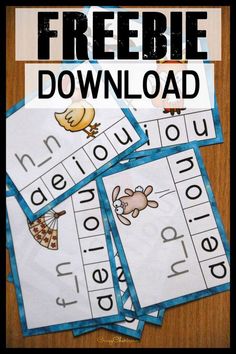 four freebied printables for beginning and ending sounds with the words'freebie