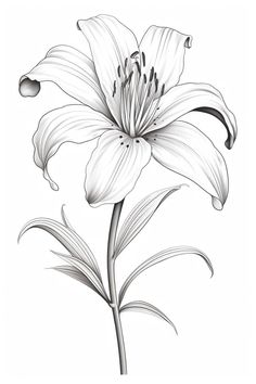 a drawing of a white lily on a white background