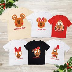 Custom Mickey and Friends Ginger Cookie Christmas Shirt, Disneyland Christmas Family Shirt, Auntie Tee, Kids Daisy Shirt, Baby Minnie Shirt Handmade PROCESSING & SHIPPING Processing time is approx 1-3 business days (there may be exceptions during holiday seasons). Free shipping time is separate from processing time and is approximately 1-3 business days. Please check the estimated delivery times at checkout and upgrade the shipping at checkout if you need it sooner. Customers are responsible for adding the CORRECT address to their order. This cannot be changed once an item is sent to production. If an order is sent back to us for failed delivery, the customer is responsible for reshipment charges. RETURNS & EXCHANGES No Return or Exchange CANCELLATIONS  Customers have (2) hours from order Holiday Cotton Tops With Character Print, Holiday Cotton Top With Character Print, Cotton Top With Character Print For Holidays, White Christmas Tops With Cartoon Print, White Christmas Cartoon Print Tops, Playful Red Christmas Tops, White Tops With Cartoon Print For Christmas, White Cartoon Print Tops For Christmas, White Christmas T-shirt With Character Print