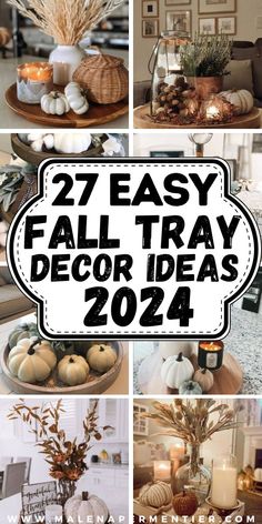 fall tray decor ideas Fall Indoor Decor Ideas, Fall Tiered Tray Decor Ideas, Modern Farmhouse Fall Decor, Fall Tray Decor, Fall Coffee Table Decor, Round Wood Tray, Fall Tray