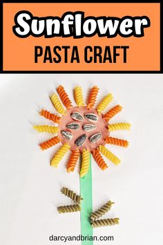 the sunflower pasta craft is made from pasta noodles