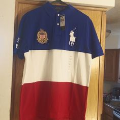 Signature Embroidered Big Pony Logo On Chest Embroidered Usa Flag Crest Classic Fit Mesh Pike Knit Knew With Tag Polo Ralph Lauren Outfits, Ralph Lauren Rugby Shirt, Yellow Polo Shirt, Paul Pogba, Polo Shirt Colors, Blue Polo Shirts, Elegante Casual, Ralph Lauren Polo Shirts, Vintage Polo Ralph Lauren