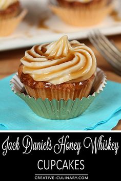 jack daniels honey cupcakes with frosting on top