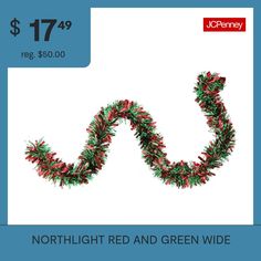 a red and green christmas garland with the words $ 17 99 reg $ 50 00