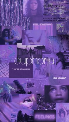 the cover of euphora magazine, featuring images of women in purple and blue