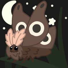 an owl is sitting in the grass at night