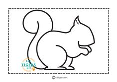 the outline of a squirrel is shown in black and white, with a square border around it