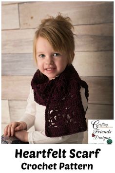 Heartfelt Scarf Crochet Pattern by Crafting Friends Designs $4.95 #crochet #Handmade #DIY #Valentinesday #Heart Toddler Crochet, Crochet Valentine Patterns, Valentines Accessories, Crochet Towel, Creative Crochet, Waffle Stitch, Valentines Crochet, Service Projects, Scarf Crochet