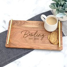 Wooden Serving Tray - K&J Keepsakes New Neighbor Gifts, Custom Serving Tray, Engraved Serving Tray, Personalized Serving Tray, Personalized Tray, Wooden Memory Box, Wooden Serving Tray, Pottery Platter, Personalized Engraved Gifts