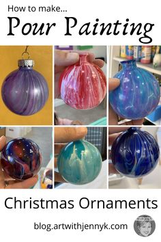 how to make pour painting christmas ornaments