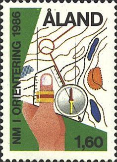 a postage stamp with an image of a hand holding a needle and thread on it