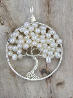 Wedding Tree of Life Pendant Freshwater by PhoenixFireDesigns Pearl Tree, Wire Wrapped Tree, Wedding Tree, Wedding Bridesmaid Jewelry, Pearl Jewelry Wedding, Jewelry Bridesmaid, Ivory Bridal