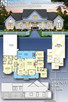 the plan for this house is very large and has two master suites on each floor