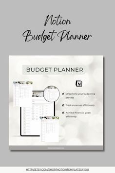 a white and black business plan with the words,'budget planner'on it