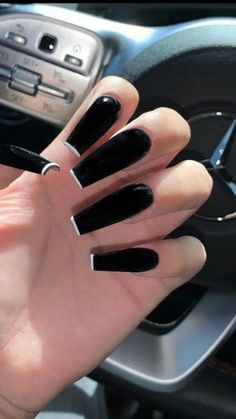 Black Acrylic Nails, Edgy Nails, Grunge Nails, Simple Acrylic Nails, Long Acrylic Nails Coffin, Ballerina Nails, Black Nail, Acrylic Nails Coffin Short, Halloween Nail