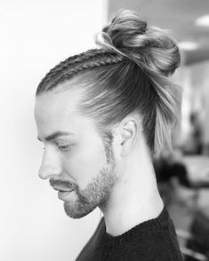 cool 50 Brilliant Braided Buns for Men – Double The Style White Guy With Braids, White Hair Men, Braided Man Bun, Braid Styles For Men, Braided Buns, Man Bun Hairstyles, Tan Skin Blonde Hair