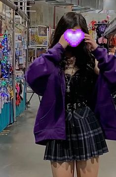 Gothic Purple Outfit, Purple Aesthetic Photography, Purple Grunge Outfits, Mafia Wattpad, Purple Skirt Outfit, Purple Goth, Outfit Grunge