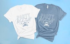 two t - shirts that say party and marriage on them, sitting next to each other