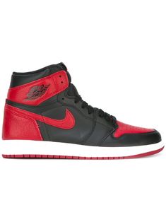 Supplied by a premier sneaker marketplace dealing with unworn, already sold out, in demand rarities. Each product is rigorously inspected by experienced experts guaranteeing authenticity. The Air Jordan 1 High in the iconic black and red colorway returned once again in 2016 as part of the “Banned” campaign celebrating the history of the shoe. The legendary silhouette is presented in its "OG" iteration featuring an accurate shape and materials to compare to its original release. Simply put, the A Jordans Black And Red, Tenis Nike Air, Red Jordans, Black Nike Shoes, Black Jordans, Jordan Shoes Girls, By Any Means Necessary, Jordan Air, Nike Air Jordans