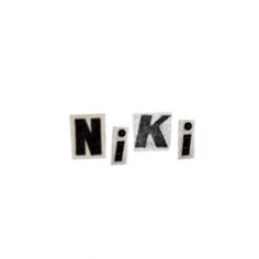 the word nik spelled with black and white letters