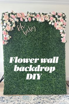 Flower wall, boxwood wall, DIY, for showers, wedding, birthday decor. Flower Wall Backdrop Birthday, Hedgewall Backdrop With Flowers, How To Make A Boxwood Backdrop, Flower Wall Diy Photo Backdrops, Grass And Flower Wall, Flower Wall Photo Backdrops, Diy Boxwood Wall Backdrop, Greenery Backdrop With Flowers, Diy Floral Wall Backdrop