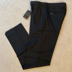 Brand New With Tags!! Size Is 30waist 30 Length Semi-formal Stretch Pants With Pockets, Fitted Black Work Pants, Black Fitted Work Pants With Pockets, Black Fitted Work Trousers, Fitted Black Work Pants With Pockets, Black Fitted Pants For Semi-formal Occasions, Semi-formal Stretch Black Dress Pants, Fitted Black Semi-formal Pants, Classic Black Slim Fit Bottoms