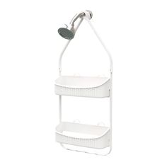 two tiered shower caddy in white