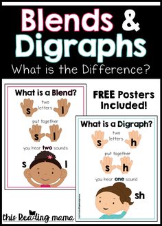 two posters with the words blends and diggraphs