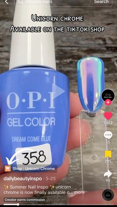 OPI: Dream Come Blue Opi Dream Come Blue, Opi Chrome, Dip Nail Ideas, Dip Nail, Nail Time