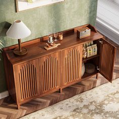 the sideboard is made out of wood