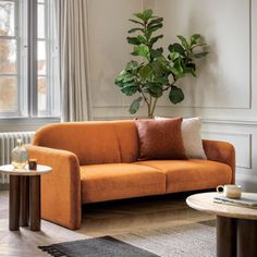 Brooklyn Modern 3 Seater Sofa in Amber Orange Fabric Orange Sofa, Outdoor Furniture Covers, Outdoor Storage Boxes, Settee Sofa, Design Cool, Sofa Living, Orange Fabric, Modern Interiors, Furniture Covers