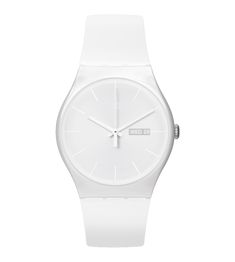 SO29W704-S14 - WHITE REBEL - Swatch® United States Sleek Watch, Trendy Watches, Swiss Made Watches, White Watch, Swatch Watch, Kids Watches, 3 O Clock, Swiss Watches, White Dial