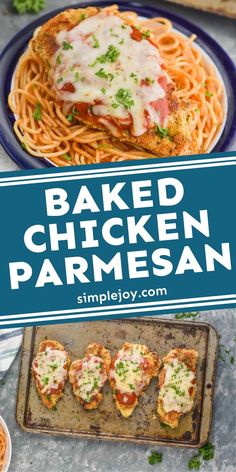 baked chicken parmesan is an easy dinner recipe that's ready in under 30 minutes