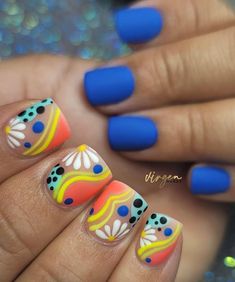 Nail Art Ideas Happy Colors And Designs, Short Nail Art Spring, Fun Bright Nails, Easter Nails Acrylic, 2023 Spring Nails, Spring Nails 2023, Chic Nail Art