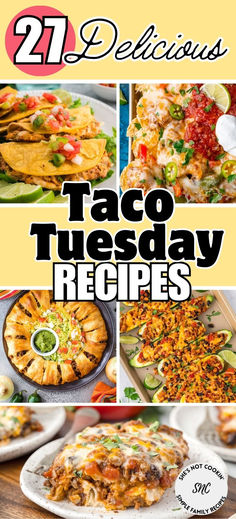 Photo collage of taco Tuesday recipes. Taco Tuesday Chicken Recipes, Easy Taco Meals For Dinner, Easy Taco Night Recipes, Taco Tuesday For Two, Taco Night Recipes Beef, Taco Like Dinners, Taco Ideas For Dinner Simple, Taco Tuesday Meal Ideas, Recipes For Taco Tuesday