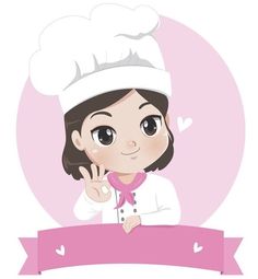 a woman chef is holding a pink ribbon and pointing at the camera with her finger