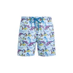 Vilebrequin swim shorts with allover fish print Approx. 6" inseam Elasticized drawstring waist Side slip pockets Back welt pocket with zipper Two back eyelets Relaxed legs Polyester Lining: Organic cotton Hand wash, machine wash cold, line dry Made in Italy Bermuda Swim Trunks With Pockets For Beach Season, Printed Short Bottoms For Poolside, Beachwear Shorts With Pockets For Pool, Beachwear Shorts With Side Pockets For Swimming, Short Swim Trunks With Pockets For Pool, Pool Shorts With Pockets, Drawstring Swim Shorts For Pool, Pool Shorts With Pockets, Short Length, Beachwear Bottoms With Side Pockets For Pool