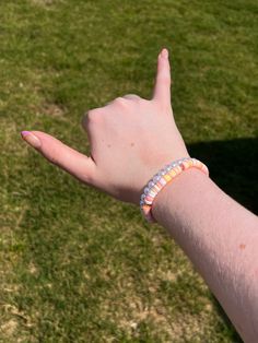 A cute little fun pastel bracelet that comes with a pear braclet too! The pearls can go with everything Pastel Bracelet, Preppy Bracelets, Jewelry Bracelets, Pastel, Beaded Bracelets