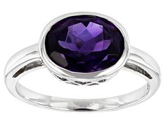 1.96ct Oval African Amethyst Solitaire, Rhodium Over 10k White Gold Ring. Measures Approximately .46"L x .36"W. Single Stone, Amethyst Jewelry, White Gold Ring, Yellow Gold Ring, Amethyst Gemstone, 1 Carat, Purple Amethyst, Yellow Gold Rings, White Gold Rings