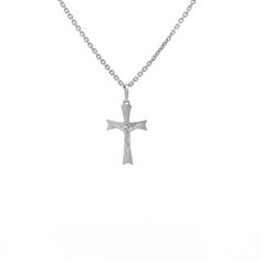 White Gold Cross with Christ 20MM Pendant - SHOPKURY.COM Silver Cross Necklace Domond, Luxury Silver Cross Pendant Jewelry, Luxury Silver Cubic Zirconia Cross Necklace, Luxury White Gold Cross Pendant, Gold Cross, White Gold, Chain, Pendant, Gold