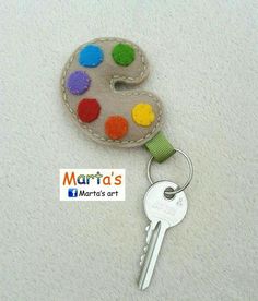 a key fobring that has been made to look like a painting palette