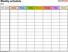 a printable weekly schedule for the school year is shown in this image, it has been