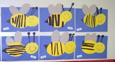 the bees are cut out to look like they have been made from construction paper