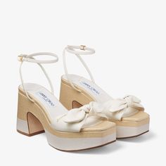 Ricia 95 | Latte/Natural Leather and Raffia Platform Sandals | JIMMY CHOO Shoes Png, Sneaker Dress Shoes, Girly Shoes, White Sandals, Jimmy Choo Shoes, Footwear Design Women, Pretty Shoes, Dress With Sneakers, Designer Boots