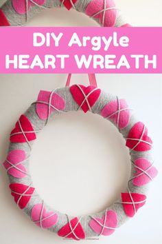 this diy yarn heart wreath is so cute and easy to make