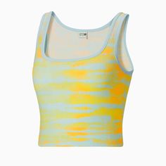 Overview: Puma Tie Dye Tank Top features tight fit, sleeveless tank design, square neckline, cropped length, all-over tie dye print, & PUMA Archive No.1 Logo print at back neck. Features: Material: 95% Cotton 5% Elastane Color: BLUE GLOW Style: 532875-50 Nike Tracksuit, Tie Dye Women, Blue Glow, Women's Tie, Tie Dye Tank Top, Seamless Sports Bra, Puma Women, Womens Tie, Shorts With Tights