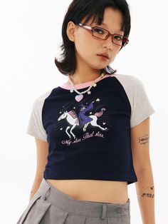 Color : NavyCountry of Origin : KOREA Crop T Shirt, Crop Tshirt, Witch, Top Outfits, Navy, The Originals, Clothes For Women, T Shirt, Clothes