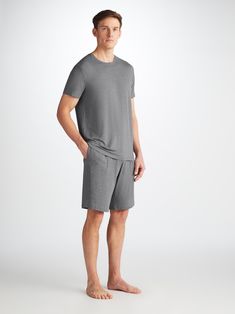 We believe by focusing on the small details we can help you feel noticeably more comfortable when switching off and putting your feet up at home. Our Marlowe jersey shorts are a testament to this and offer a combined elastic and tie waistband for the perfect fit. They also feature two front side pockets and a rear back pocket to keep your phone and essentials close while you're lounging. Both comfortable and flattering, we've elevated this loungewear short into a luxury essential for the modern Gray Relaxed Fit Shorts For Loungewear, Comfortable Gray Athletic Loungewear Shorts, Comfortable Gray Athletic Shorts For Loungewear, Gray Pajama Shorts For Loungewear, Gray Loungewear Shorts, Derek Rose, Long Haul Flight, Lounge Shorts, Small Details