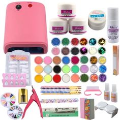 Nail Set Acrylic Powder Kit Full Pro Nail Art Tips Kit Acrylic Nail Acrylic Nails Kit, Nail Kit For Kids, Professional Acrylic Nail Kit, Nail Care Diy, Acrylic Nail Supplies, Glitter Tip Nails, Nails Kit, Acrylic Nail Powder, Powder Manicure